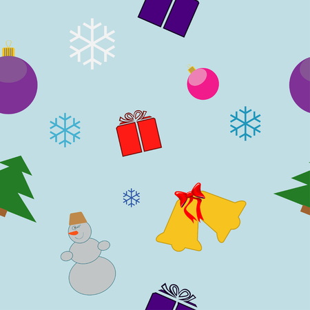 New Year. Seamless pattern with drawing on a New Year and Christmas theme. Suitable for wallpaper, background web pages and other printed materials. Vector illustration.のイラスト素材