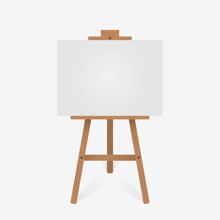 Wooden easel with blank white canvas. Vector illustration.のイラスト素材