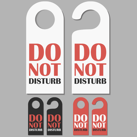 Do Not Disturb signs set. Hotel doors badge. Vector illustration.のイラスト素材