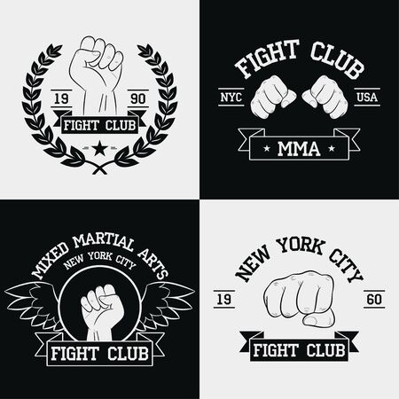 Fight Club graphics for t-shirt set. New York city, MMA, Mixed Martial Arts.のイラスト素材