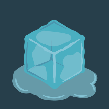 Ice cube in water print. Vector illustration.のイラスト素材
