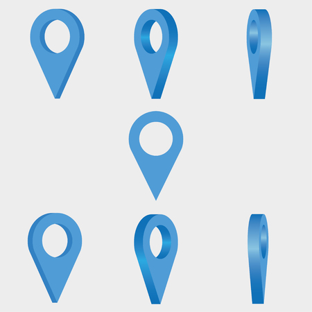 Location icon. Set of 3d mapping pins. Vector illustration.のイラスト素材