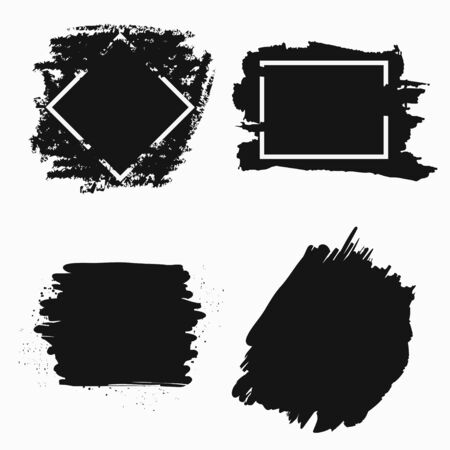 Ink brush banner. Black paint frames for text. Vector illustration.のイラスト素材