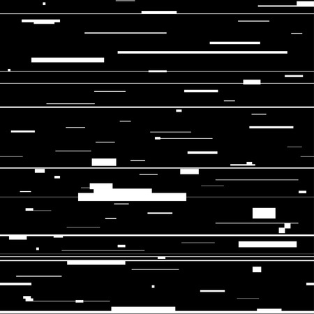 Glitch abstract background. Glitched backdrop with distortion, seamless pattern with random horizontal black and white lines for banner, poster and web design. Vector illustration.のイラスト素材