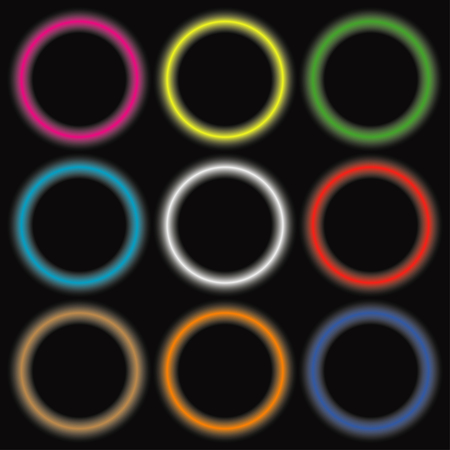 Set of neon colored circles. Vector illustration.のイラスト素材