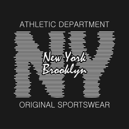 New York typography graphics. Brooklyn print for t-shirt, design of athletic clothes. Stamp for sport original apparel. Vector illustration.のイラスト素材