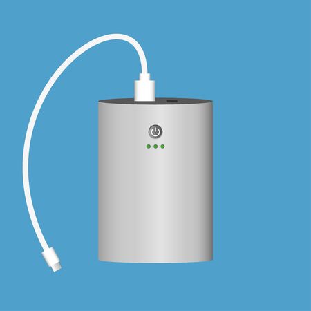 Power bank with USB cable. Portable charger device. Vector illustration.のイラスト素材