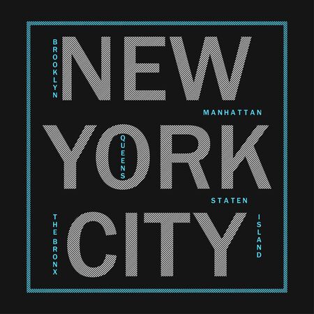 New York City - modern typography for design clothes, athletic t-shirt. Graphics for print product, apparel. Badge for sportswear. Vector illustrationのイラスト素材