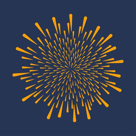 Firework. Festive explosion, celebration bursting, anniversary salute isolated on dark background. Vector illustration.のイラスト素材