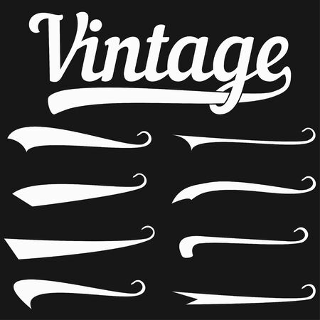 Calligraphic elements for design inscriptions - underline, swooshes and swishes for design vintage fonts. Vector illustration.のイラスト素材
