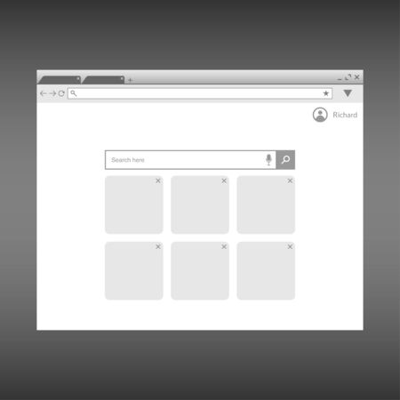 Browser window template. Web browser page interface. Design for UI. Vector illustration.のイラスト素材