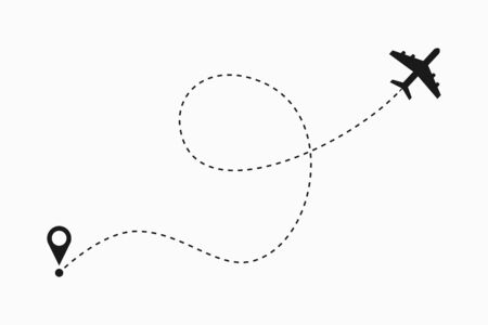 Airplane dotted line path. Air plane route. Vector illustration.のイラスト素材