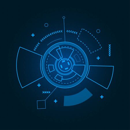 Abstract technology background. Innovation blue backdrop with system elements and technology shapes. Vector illustration.のイラスト素材