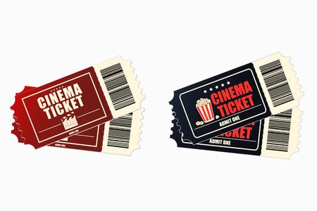 Cinema or movie tickets. Set of retro ticket to the cinema theatre. Vector.のイラスト素材