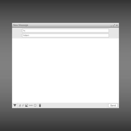 Email message page. User interface of message send form. Template for UI and UX design. Vector.のイラスト素材