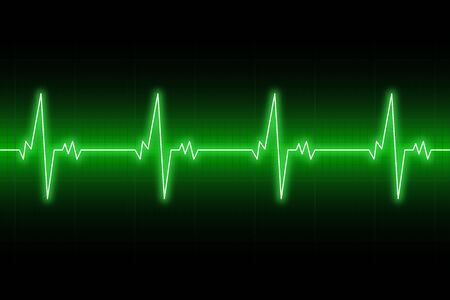 Heartbeats cardiogram. EKG heart line. Green electrocardiogram background. Vector illustration.のイラスト素材