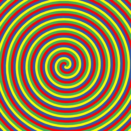 Hypnotic color circles. Collection of colorful psychedelic spiral backgrounds. Abstract hypnosis optical illusion swirls. Vector illustration.のイラスト素材