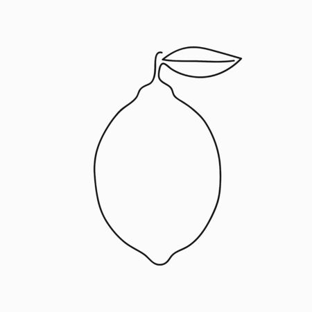 Lemon - one line drawing. Continuous line citrus fruit. Hand-drawn minimalist illustration, vector.のイラスト素材