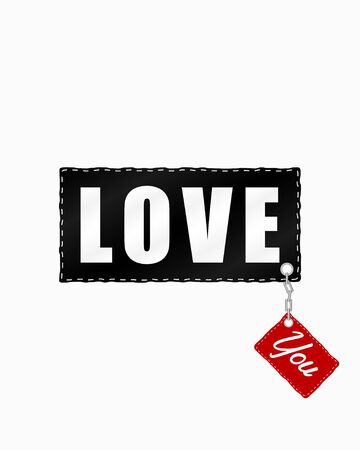 I love you - slogan on patch with chain. Fashion typography for girls t-shirt. Graphics design for apparel, embroidery, sticker. Vector illustration.のイラスト素材