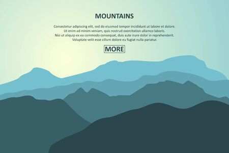 Mountains landscape banner. Mountain journey, tourism concept. Template for website page. Vector illustration.のイラスト素材