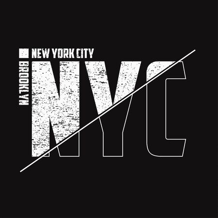 New York t-shirt composed of half with grunge texture. NYC sport typography, graphic design for tee shirt. Vector illustration.のイラスト素材