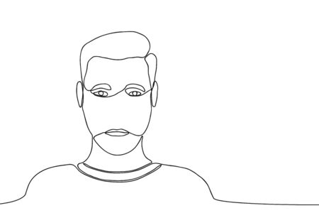 Continuous line drawing of man. Male one line drawing. Vector illustration.のイラスト素材