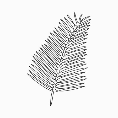 Palm leaf - one line drawing. Continuous line exotic plant. Hand-drawn minimalist illustration, vector.のイラスト素材
