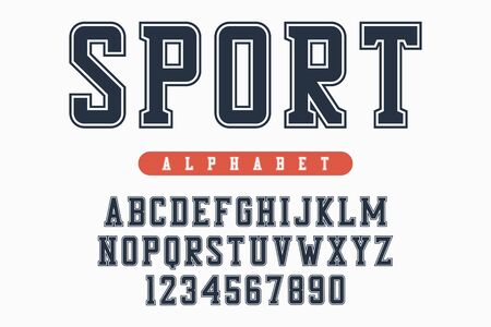 Sport font, original college alphabet. Athletic style letters and numbers for sportswearのイラスト素材