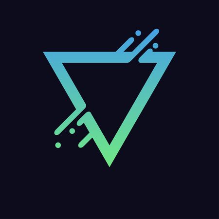 Gradient abstract triangle. Colorful shape with liquid splash and drops.のイラスト素材