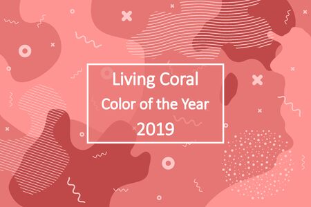 Living Coral - color of the year 2019. Abstract background for banners, posters in the color of living coral. Vector illustration.のイラスト素材