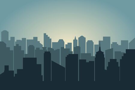 Silhouette of the city. Illustration of urban skyline with 
skyscrapers and buildings. Vector.のイラスト素材