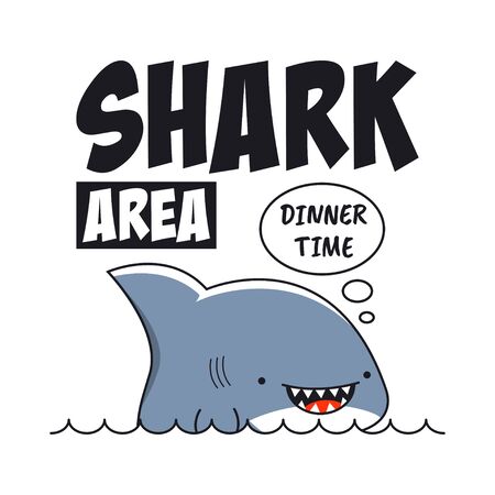 Shark print with slogan for t-shirt. Tee shirt typography. Vector illustration.のイラスト素材