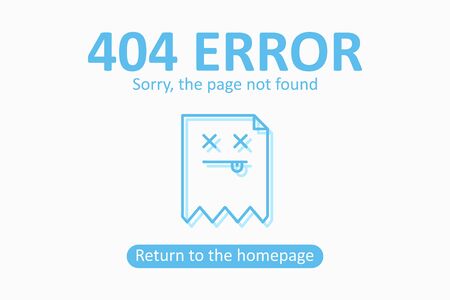 404 error. Page not found template with dead file. Design for web page - disconnect banner for...
