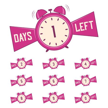 Number days left. Banners set of countdown days for promotion, sale. Vector illustration.のイラスト素材