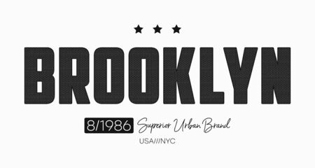 Brooklyn slogan t-shirt design with knitted texture. Typography graphics for New York tee shirt with knit text. Vector illustration.のイラスト素材