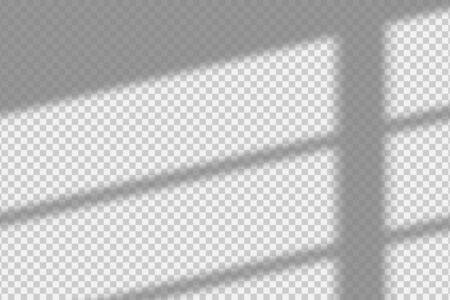 Shadow overlay effect. Transparent overlay shadow from the window and jalouse. Realistic soft light effect of shadows and natural lightning on transparent background. Vector.のイラスト素材