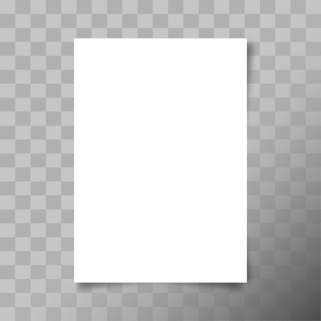 A4 format paper sheet. White blank paper sheet with shadows on transparent background. Vector illustration.のイラスト素材