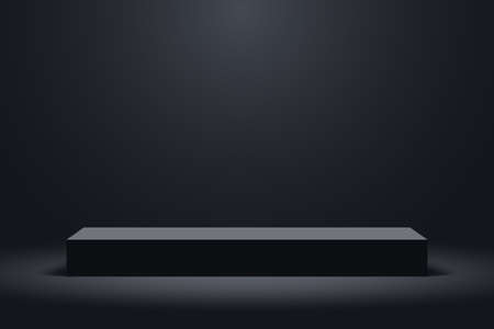 Realistic dark platform, stage with empty pedestal. 3d podium for product display show or place for presentation. Vector.のイラスト素材