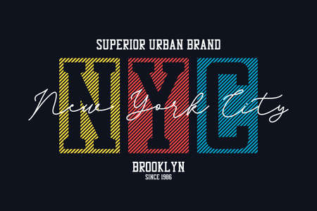 New York city design for t-shirt. NYC, Brooklyn tee shirt print. Typography graphics for apparel. Vector.のイラスト素材