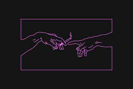 T-shirt design with pass the cigarette from hand to hand. Typography graphics print for tee shirt...