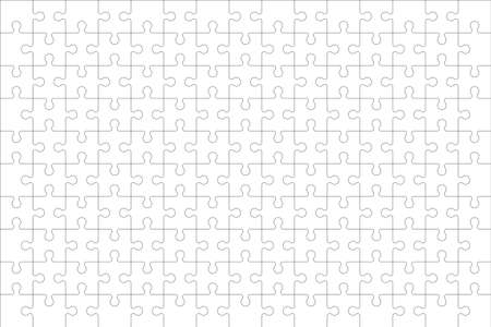 Puzzles grid - blank template. Jigsaw puzzle with 150 pieces. Mosaic background for thinking game is 15x10 size. Game with details. Vector illustration.のイラスト素材
