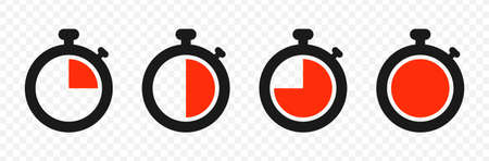 Timer and stopwatch icon set isolated on transparent background. Symbol of countdown timer. Vector illustration.のイラスト素材