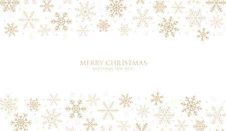 Snowflakes border background for Christmas banner. New Year and Xmas greeting card design decorated of snowflake. Vector illustration.のイラスト素材