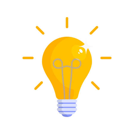 Light bulb. Electric lightbulb with rays of light. Concept of idea emergence. Vector illustration.のイラスト素材
