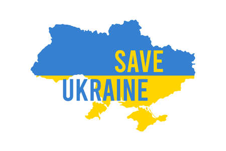 Ukraine map in national Ukrainian flag colors. Territory of Ukraine in map with text in blue and yellow color. Vector.のイラスト素材