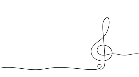 Treble clef of one continuous line drawn. Music key drawn in one line. vector illustration.のイラスト素材