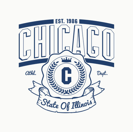 Chicago, Illinois vintage college print for t-shirt design. Typography graphics for university or college style tee shirt. Sport apparel print - Chicago. vector illustration.のイラスト素材