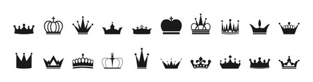 Crown icon set. Collection of crown symbols. vector illustration.のイラスト素材