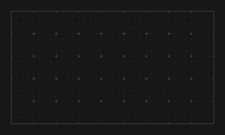 Dark square grid texture with dots and cross markers. Empty blueprint grid with crosses and dots. Black texture of square graph paper. Vector illustration.のイラスト素材