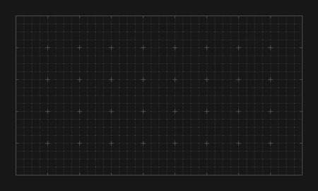 Dark square grid texture with dots, lines and cross markers. Empty blueprint grid with with crosses, dots and lines. Black texture of square graph paper. Vector illustration.のイラスト素材